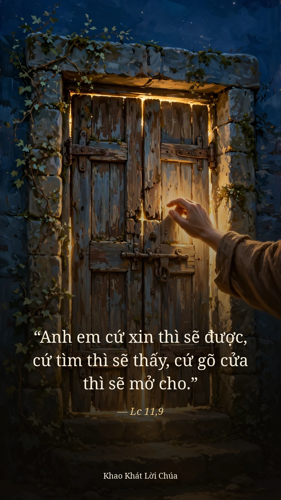 Anh em cứ xin thì sẽ được, cứ tìm thì sẽ thấy, cứ gõ cửa thì sẽ mở cho. (Lc 11,9)
